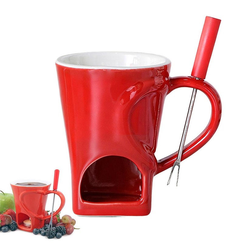 Valentine's Day Ceramic Chocolate Cup Hot Pot Stove Swiss Ice Cream Fondue Cup Cheese Heart Fondue Cup Gift
